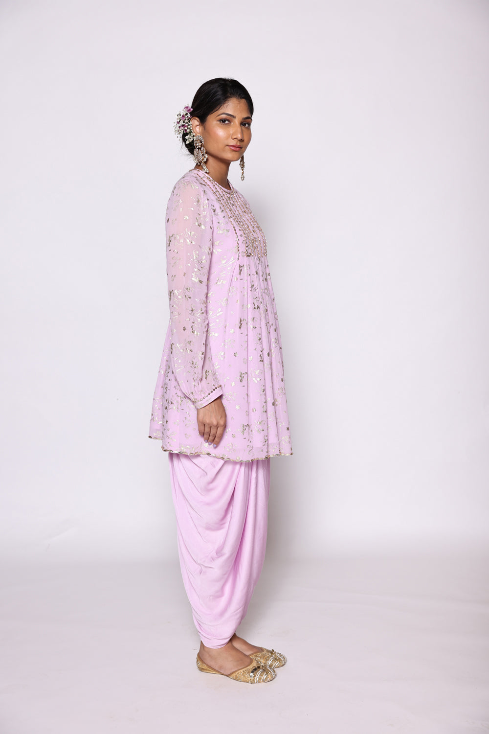 Lilac Dhoti Set