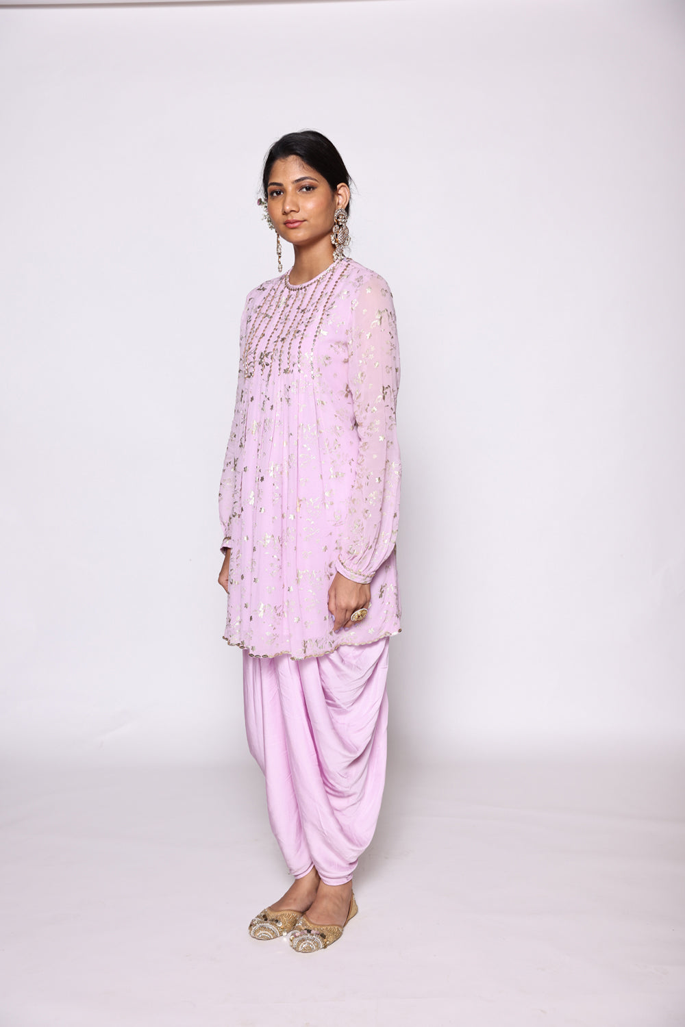 Lilac Dhoti Set