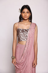 Mauve Pre - Stitched Saree