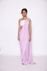 Lilac Pre - Stitched Saree