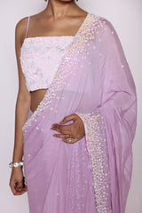 Lilac Pre - Stitched Saree