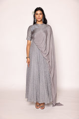 Greyish Blue Drape Dress