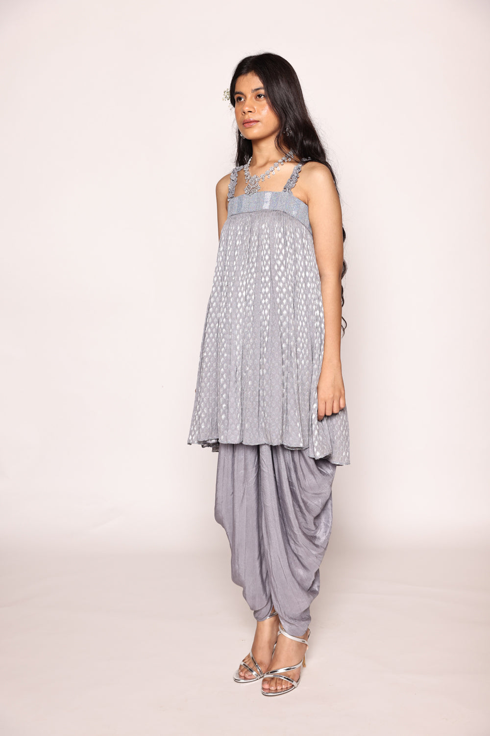 Bluish Grey Dhoti Set