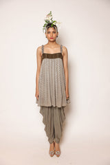 Greyish Gold Dhoti Set