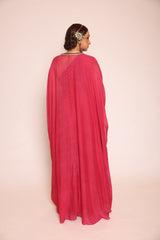 Pink  One Shoulder Dress With Cape