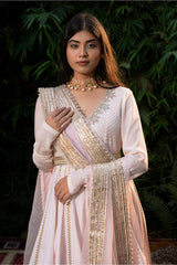 Pink Chanderi Silk Gotta Anarkali Paired With Chridar And Dupatta