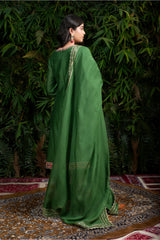 Forest Green Chanderi Silk A-Line Suit