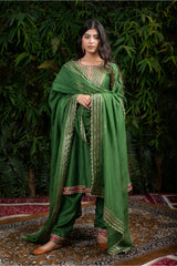 Forest Green Chanderi Silk A-Line Suit