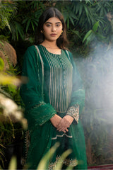 Emerald Green Chanderi Silk A-Line Suit