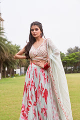 Mint Green Printed Lehenga Set