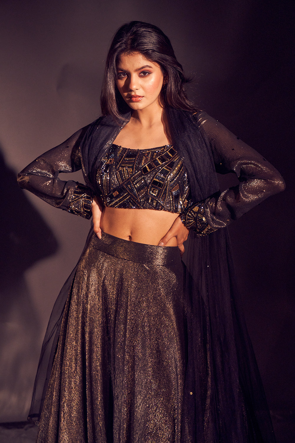 Black Festive Ethnic Lehenga Set