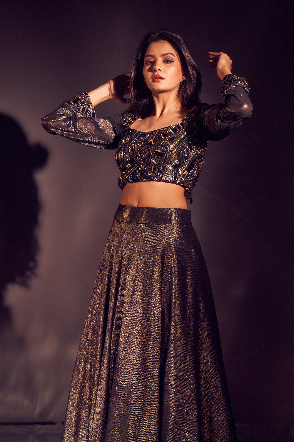 Black Festive Ethnic Lehenga Set