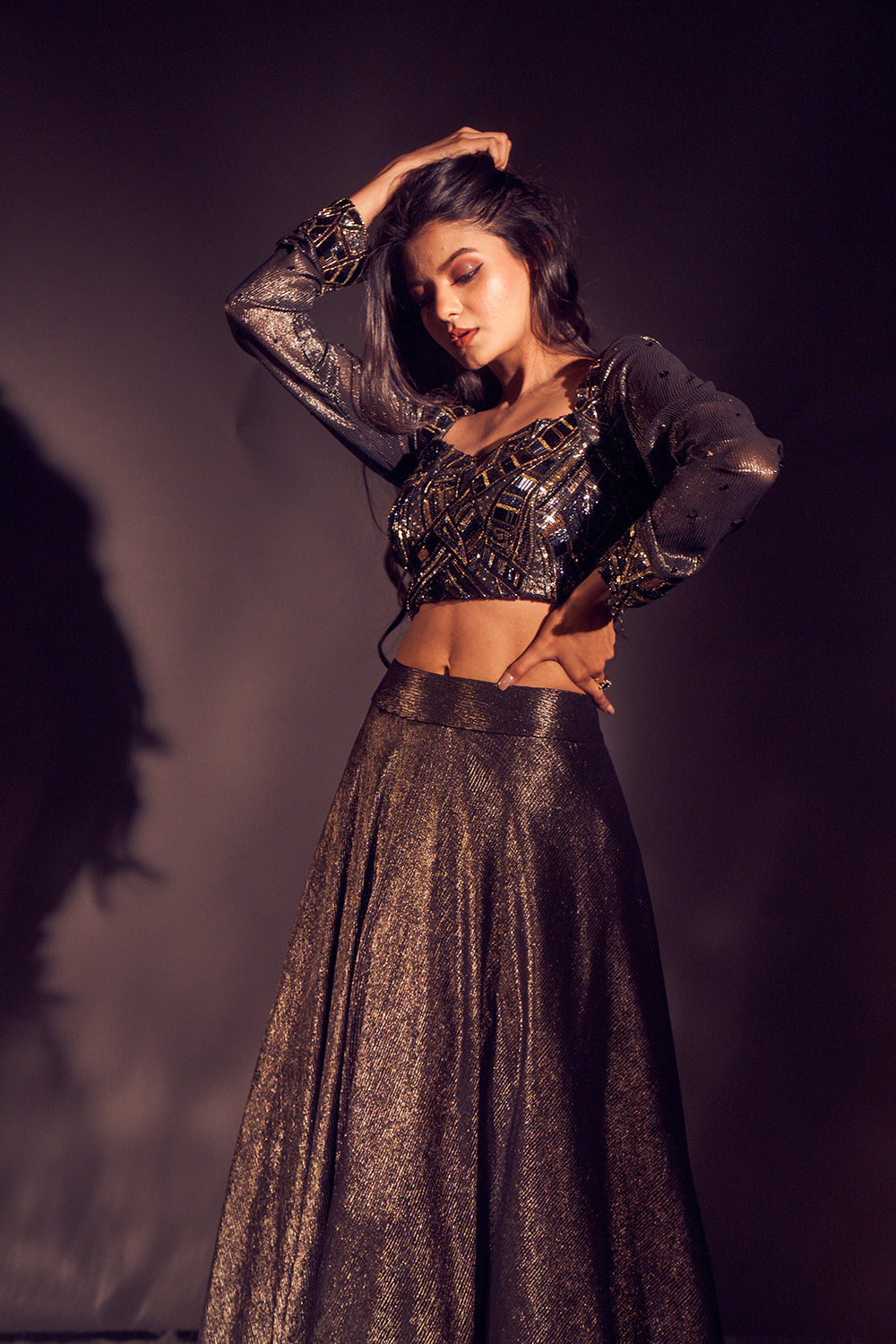 Black Festive Ethnic Lehenga Set