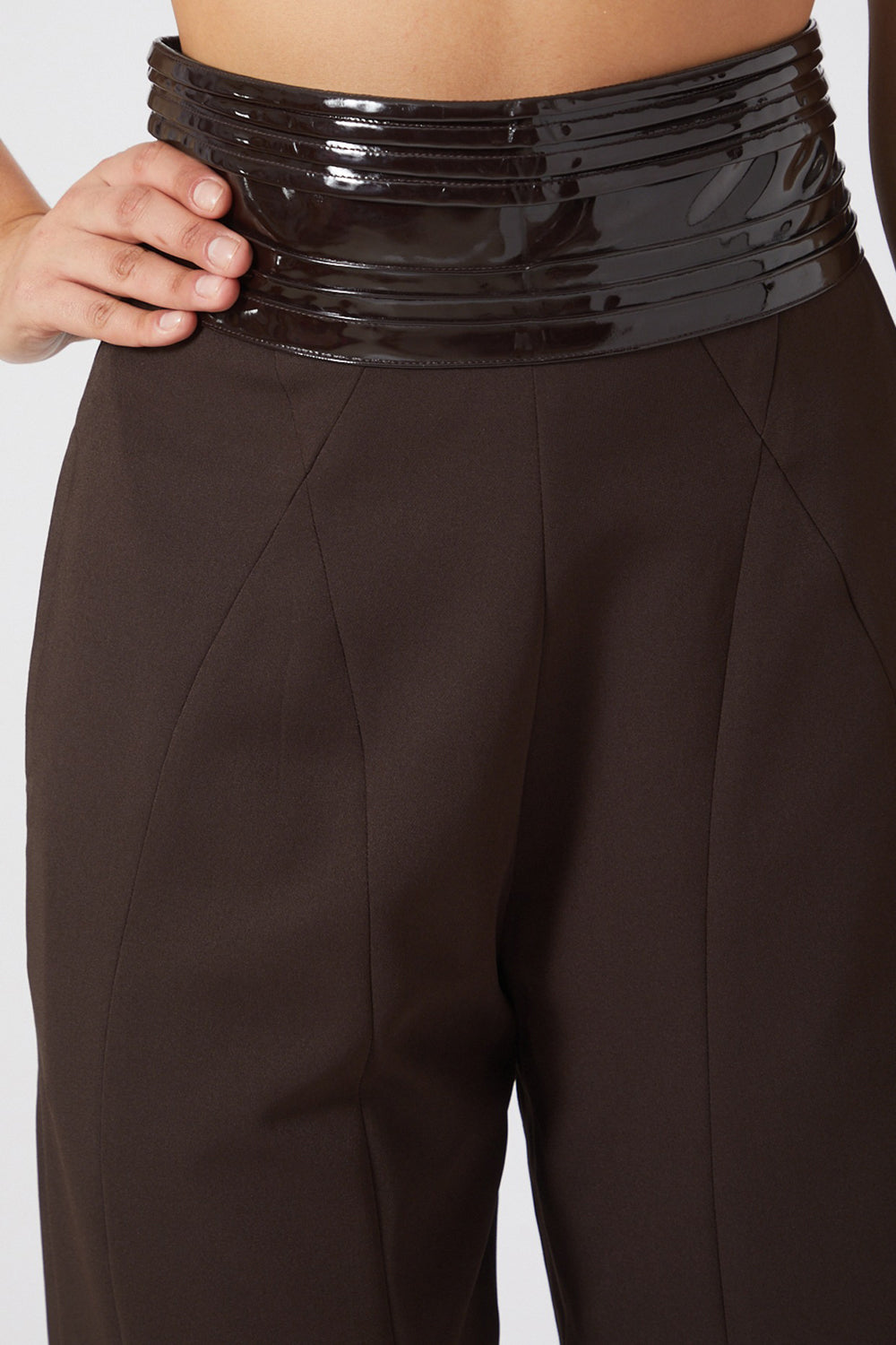 Flared High-Waisted Brown Trousers