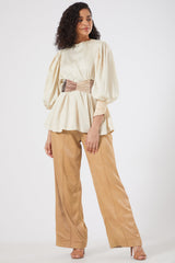 Flared Nude Trousers