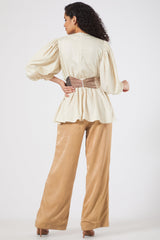 Flared Nude Trousers