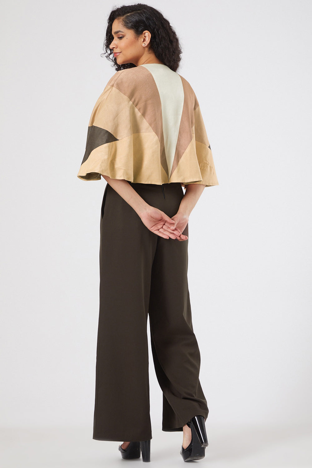 Color-Blocked Nude Cape