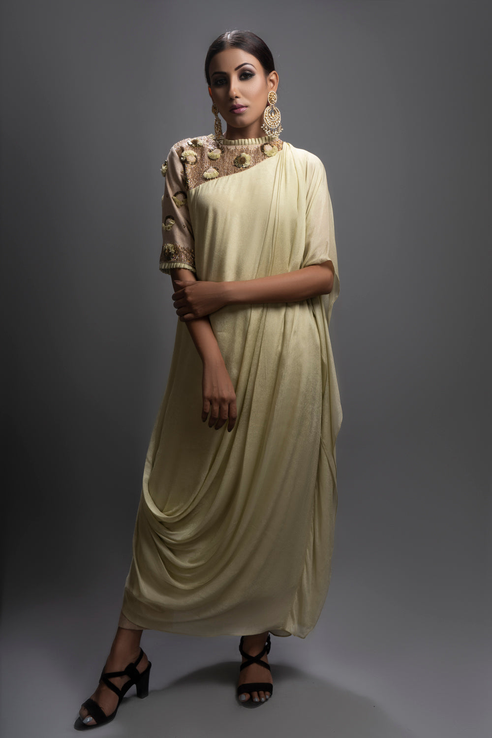 Riyadh Drape Tunic Paired With Jute Pants.