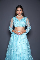 Zima Blue Embellished Lehenga Set