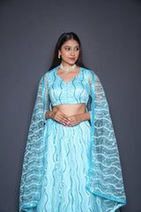 Zima Blue Embellished Lehenga Set