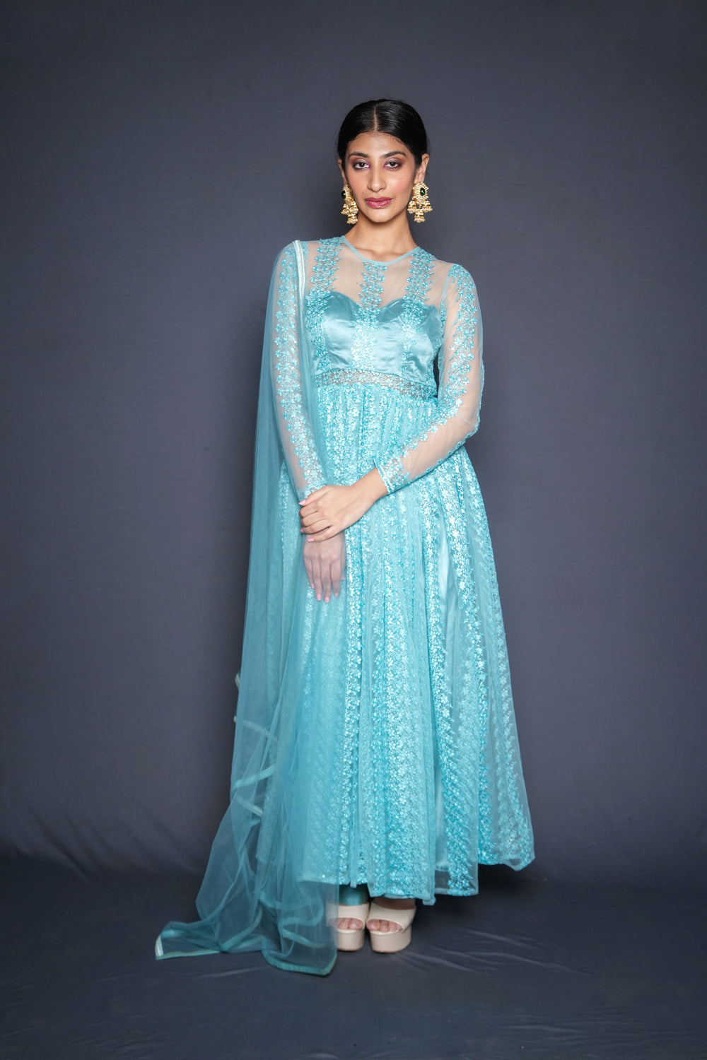 Aqua Green Anarkali Set