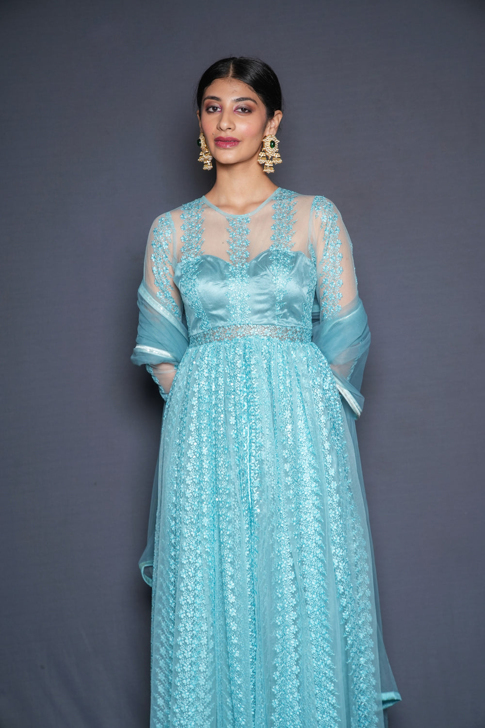 Aqua Green Anarkali Set