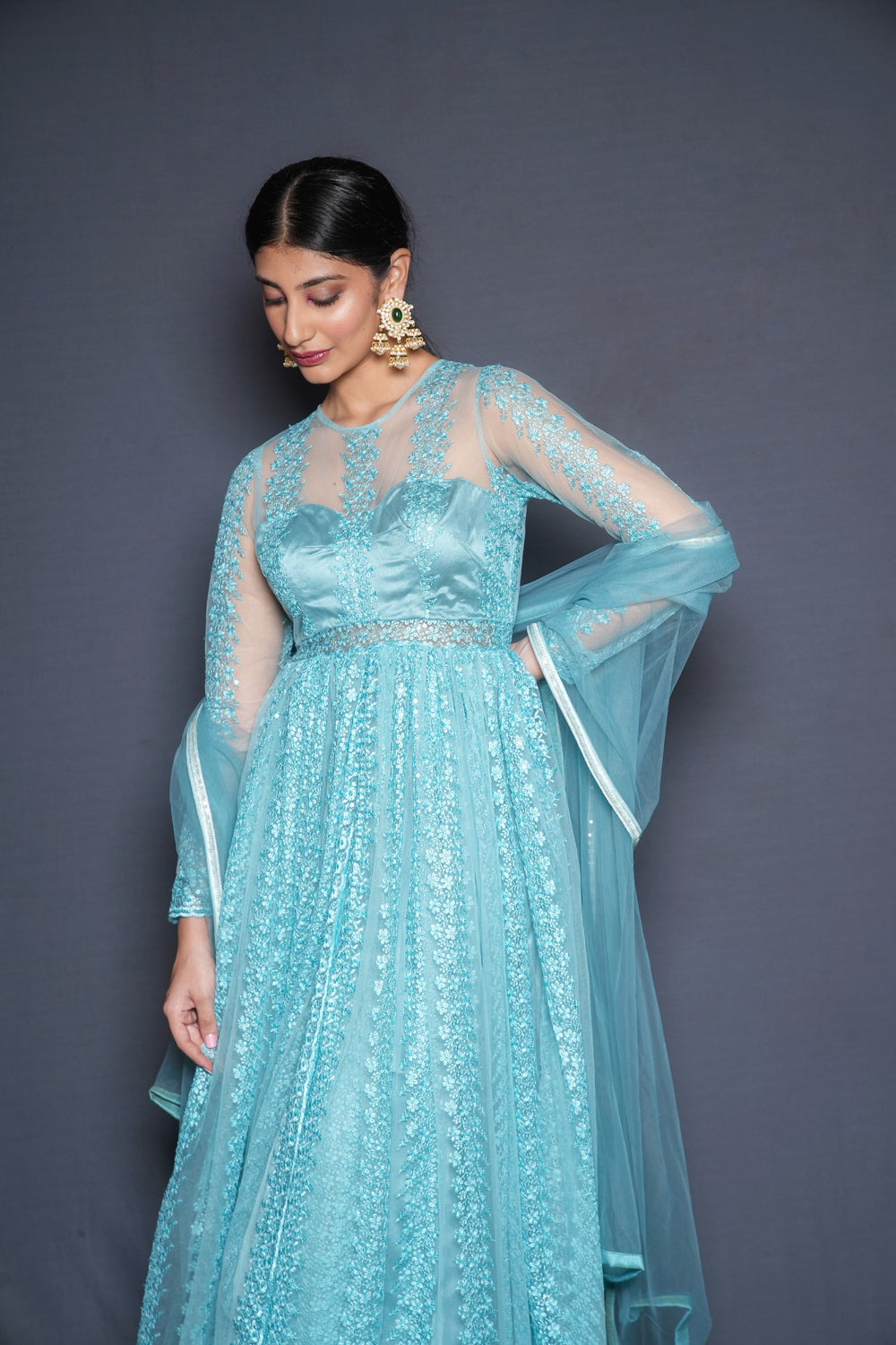 Aqua Green Anarkali Set