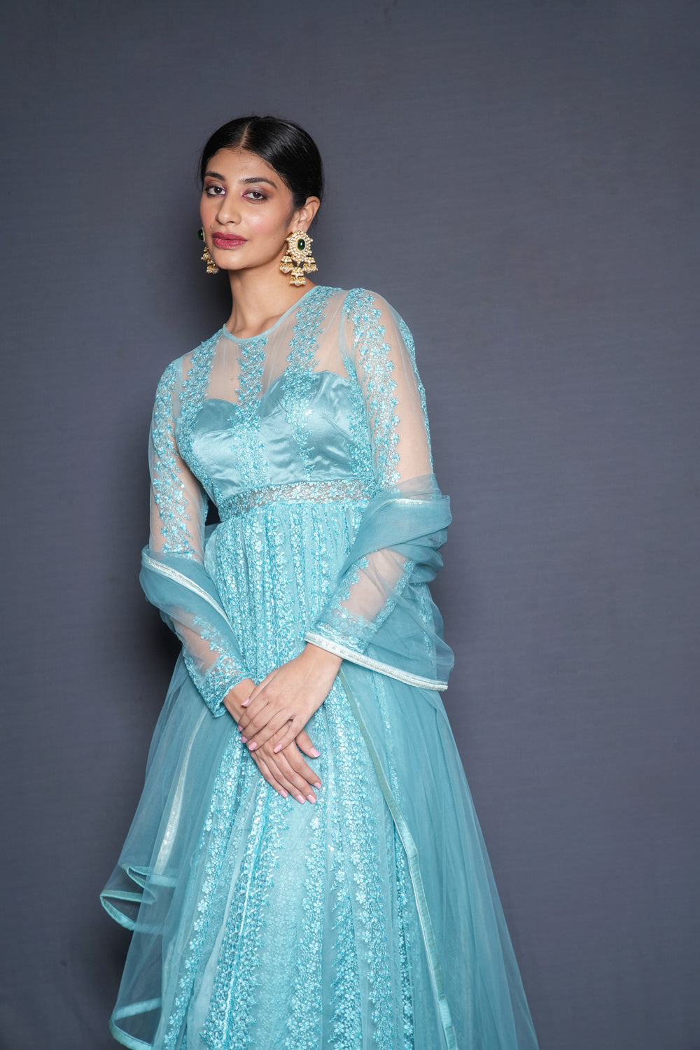 Aqua Green Anarkali Set