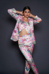 Three Piece Print Pant Suit Set