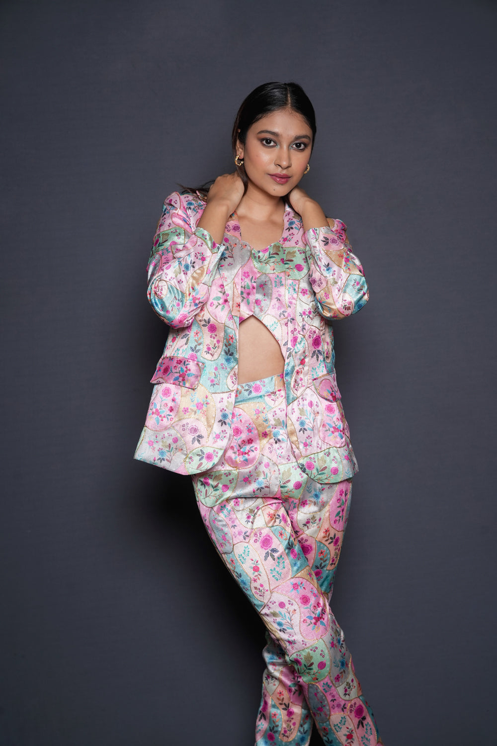 Three Piece Print Pant Suit Set