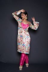 Three Piece Print Kurta Blouse Pant Set