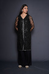 Striking Black Embellished Kurta Palazzo Set