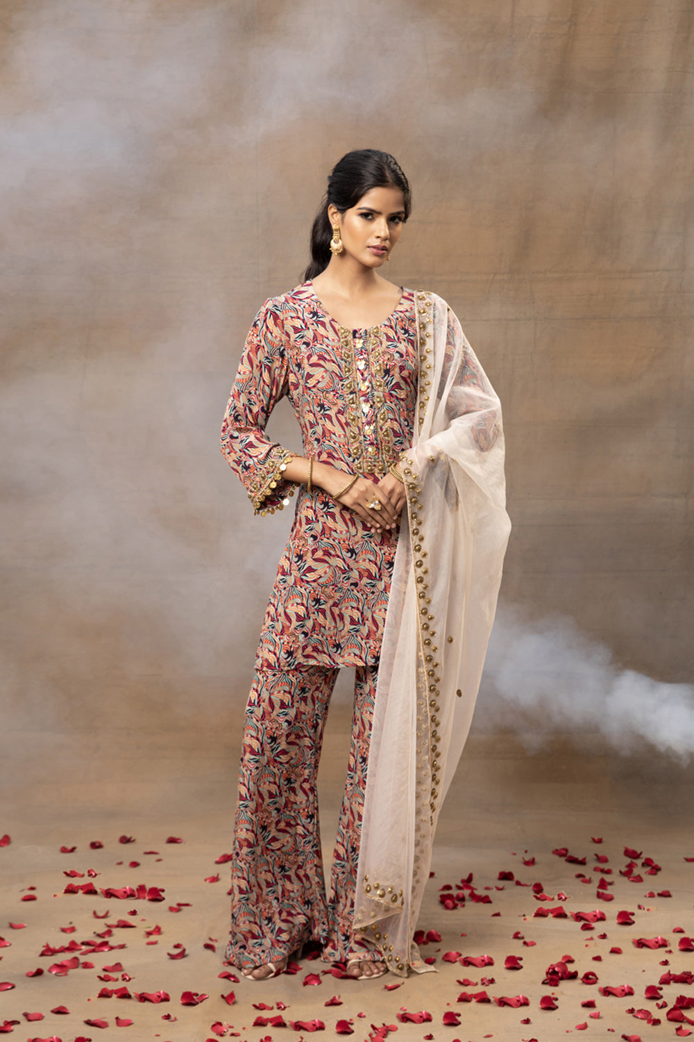 Ivory Printed Kurta Pants Dupatta Set