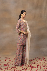 Ivory Printed Kurta Pants Dupatta Set