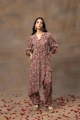 Ivory Printed Overlap Kurta And Patiala Pants Set