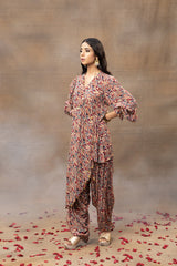 Ivory Printed Overlap Kurta And Patiala Pants Set