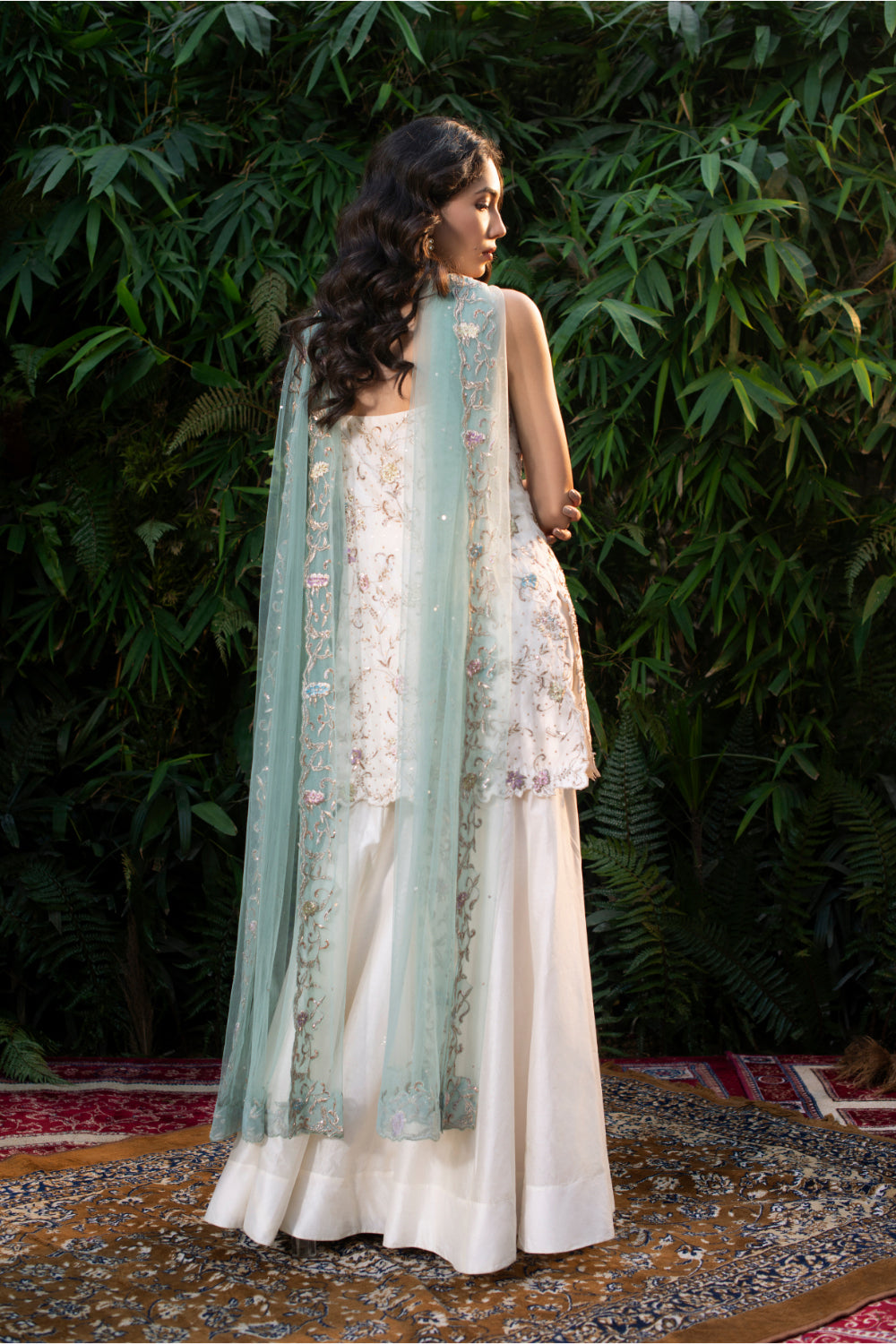 Ivory Chanderi Silk Kurti Paired With Sha And Dupatta