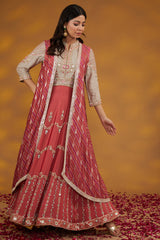 Pink Georgette Hand Embroidered Anarkali Set