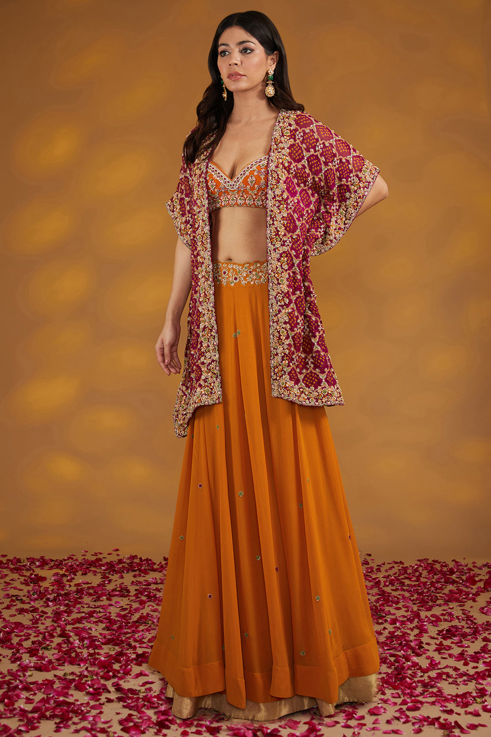 Orange Georgette Hand Embroidered Sharara Set