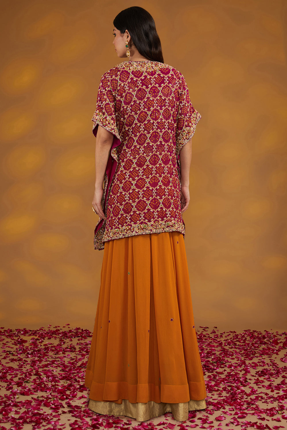 Orange Georgette Hand Embroidered Sharara Set