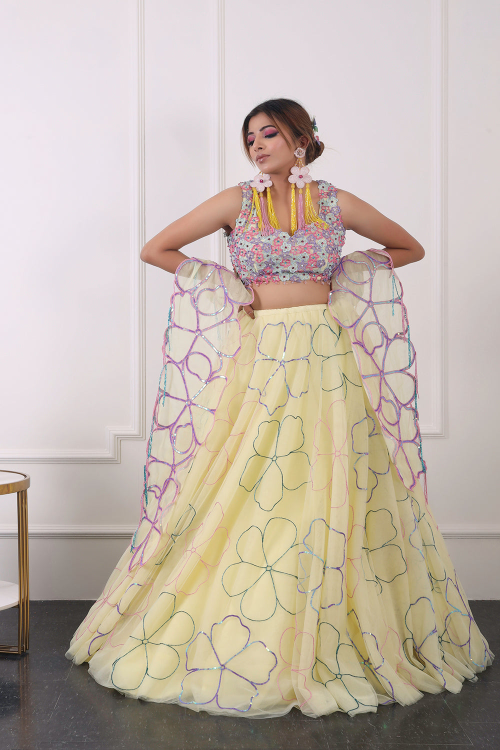 Lemon Floral Lehnga Set