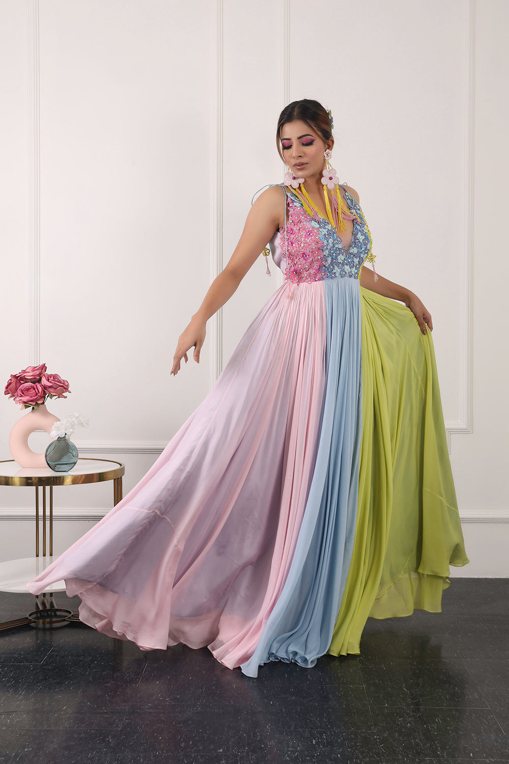 Pastel Colour Block Gown