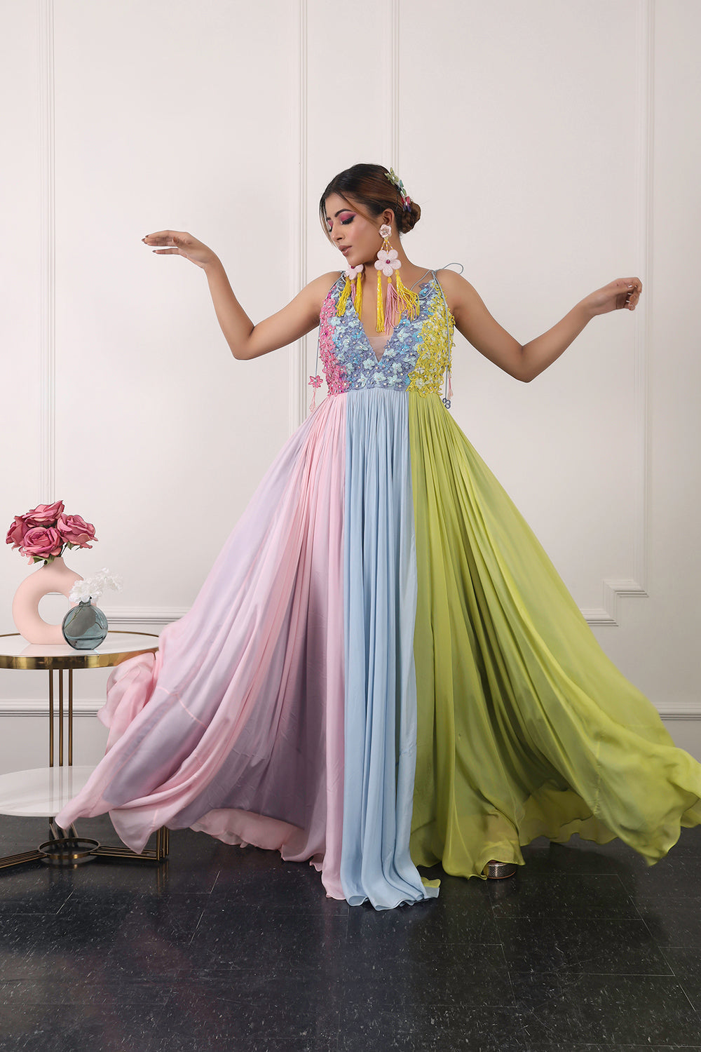 Pastel Colour Block Gown