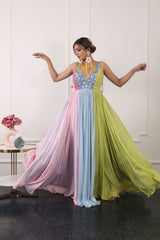 Pastel Colour Block Gown