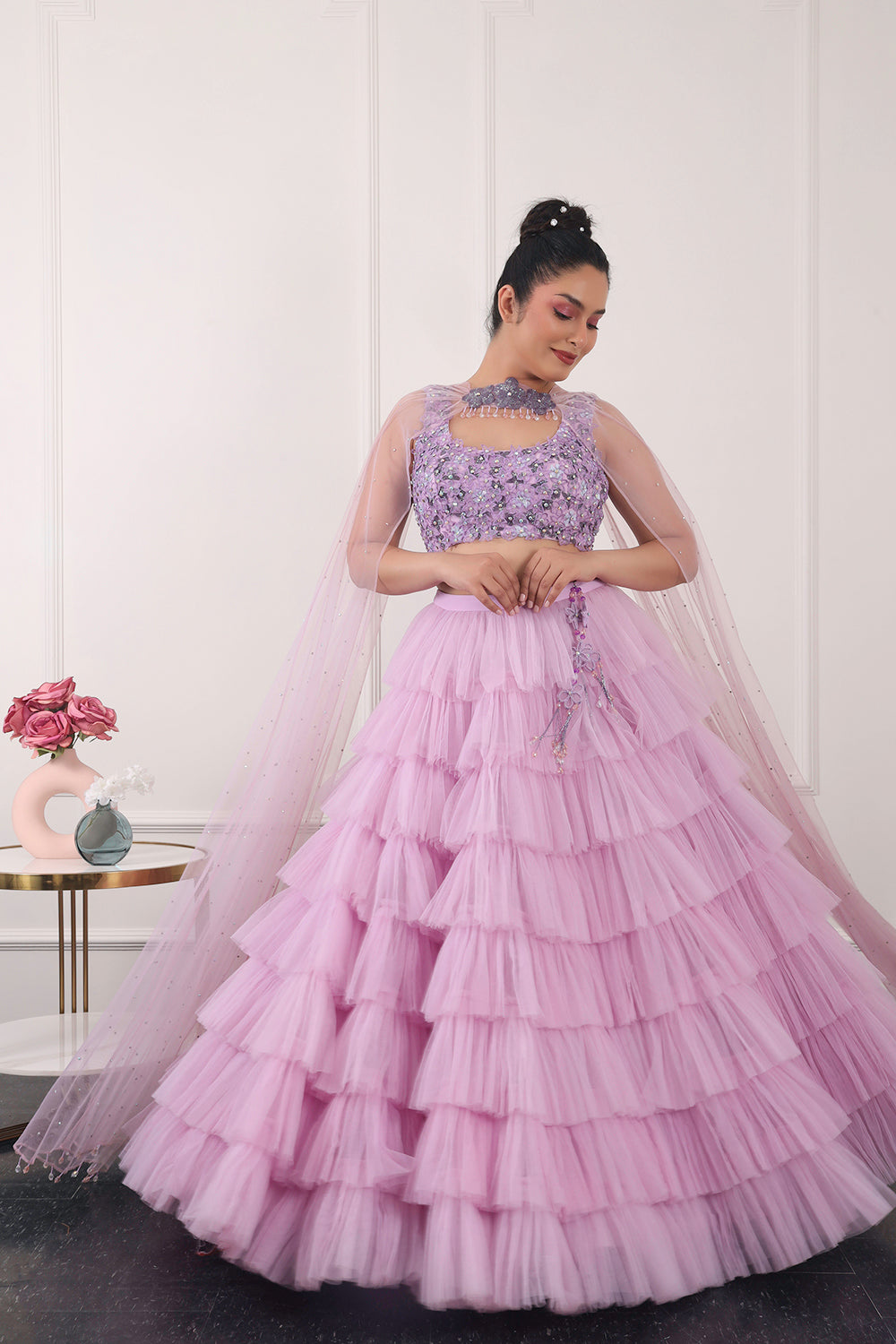 Lilac Ruffle Lehnga Set