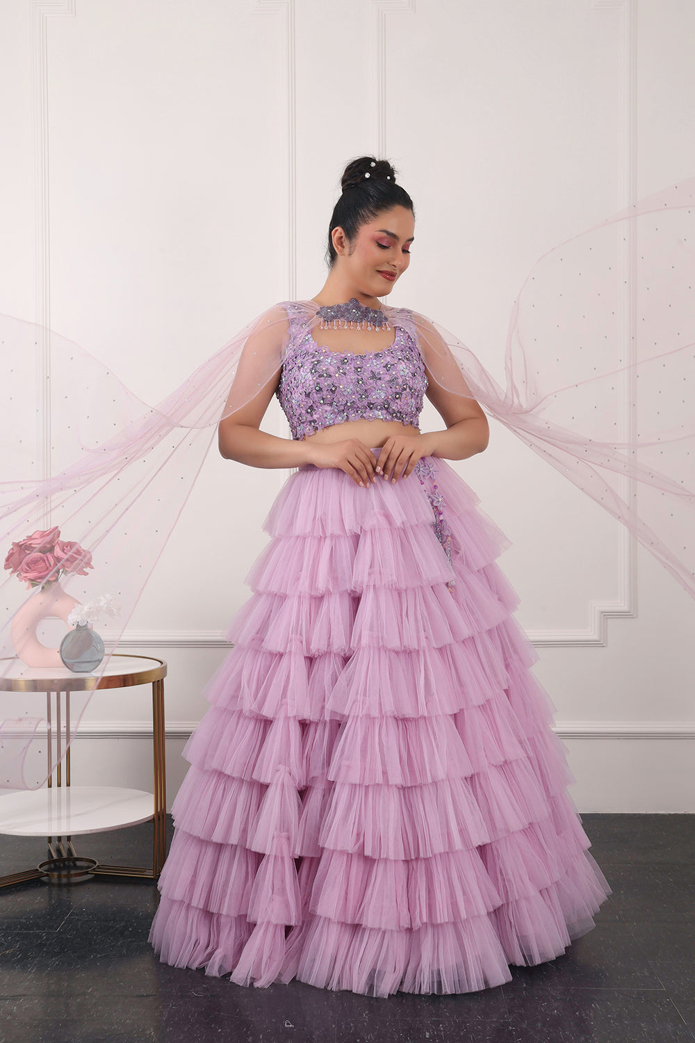 Lilac Ruffle Lehnga Set