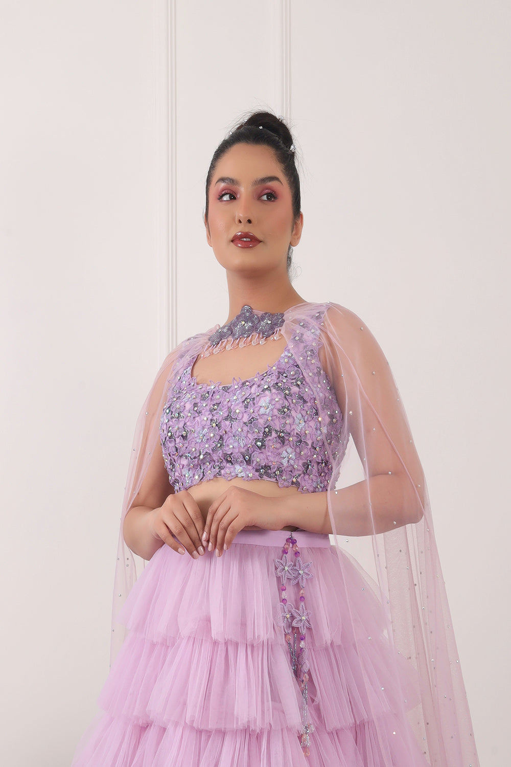 Lilac Ruffle Lehnga Set