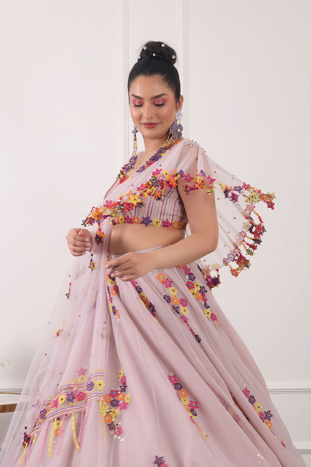 Lilac 3D Floral Lehnga Set