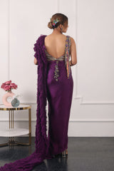 Purple Ruffle Saree