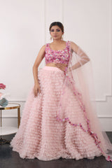 Pastel Pink Ruffle Lehnga Set